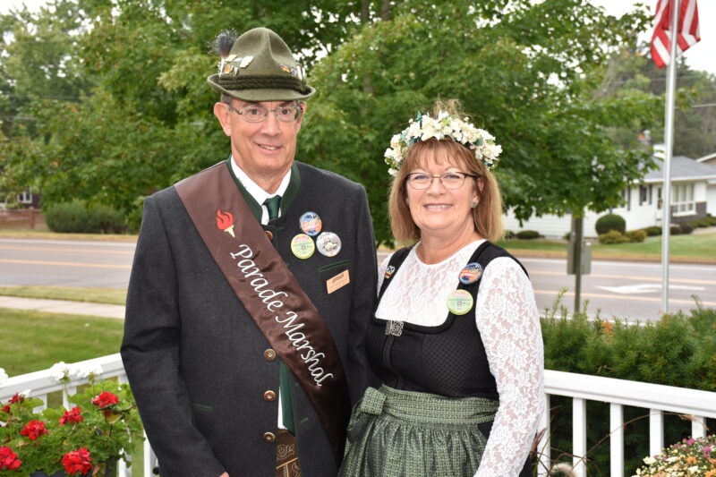 Scott and Pam dressed in their battle gear